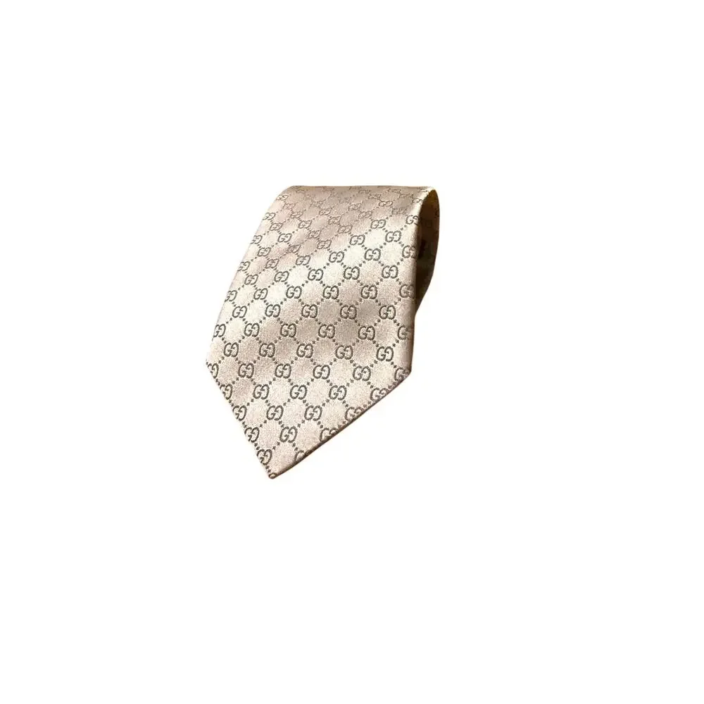 Gucci Silver GG Logo Silk Tie - Picture 5 of 10